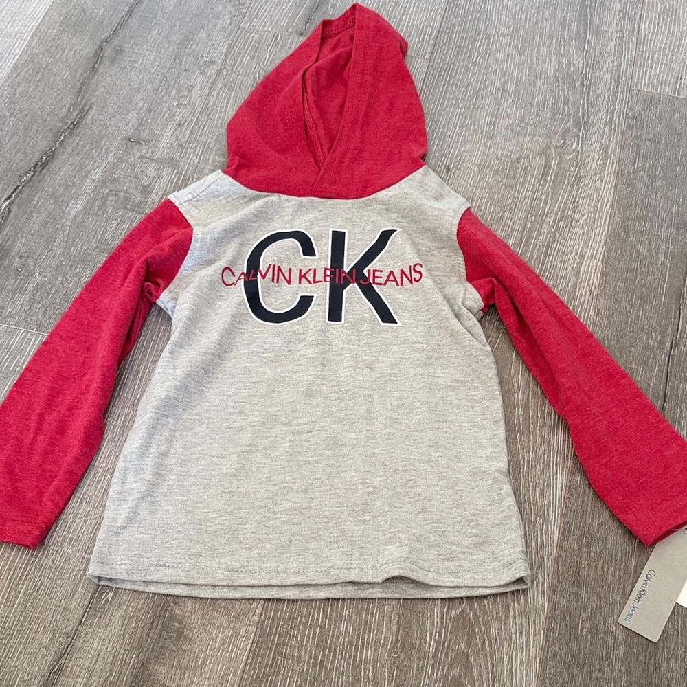 Calvin Klein Kids Hoodie in Red and Gray